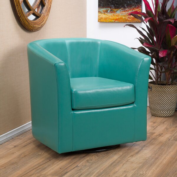 Wade Logan Wilmore Faux Leather Swivel Barrel Chair 